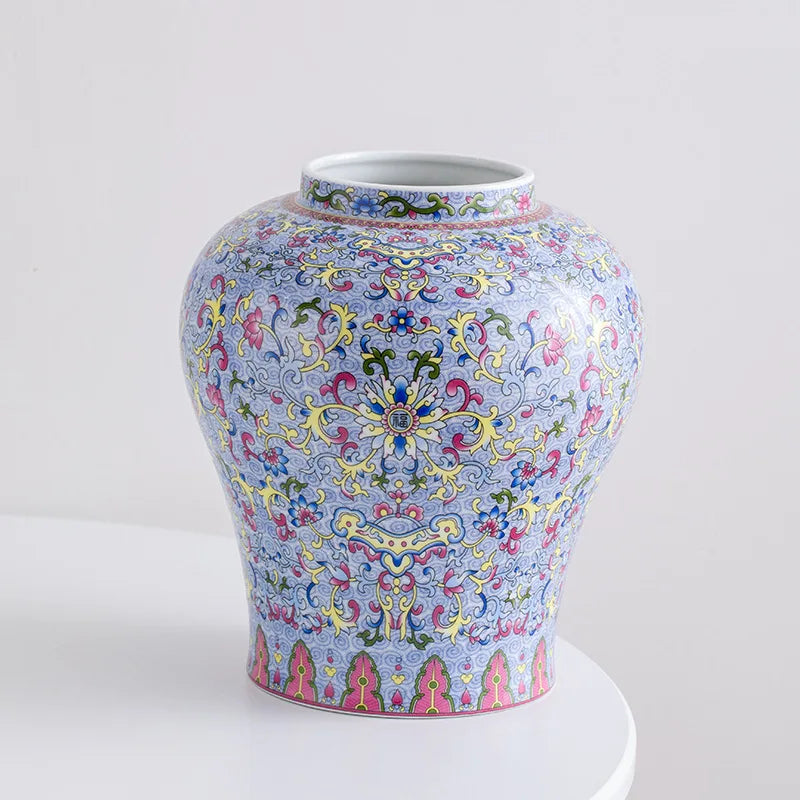 DecorBites™ Blue White Porcelain Flower Vase: Elegant Ceramic Home Decor & Storage Solution