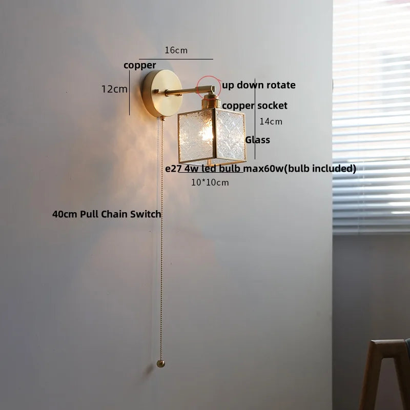 DecorBites™ Crown Glass LED Wall Lights Brass Switch Stair Fixtures