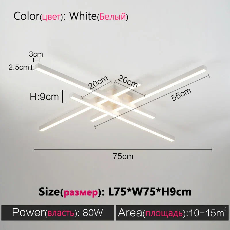 DecorBites™ Black Chandelier LED Ceiling Lamp: Nordic Minimalist Square Bedroom Living Room Lighting