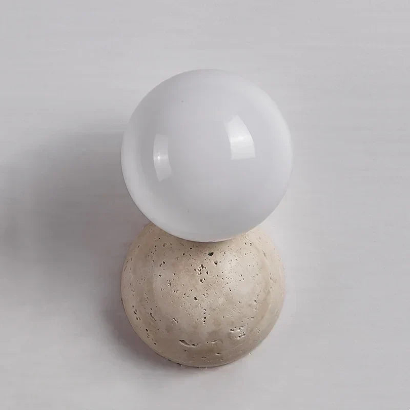 DecorBites™ Yellow Travertine LED Wall Sconce with Nordic Modern Glass Design