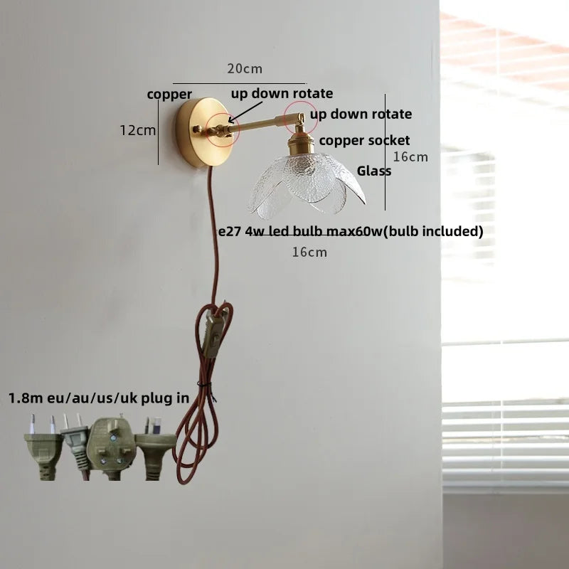 DecorBites™ LED Glass Wall Light Fixture Up Down Rotate Modern Living Room Bar