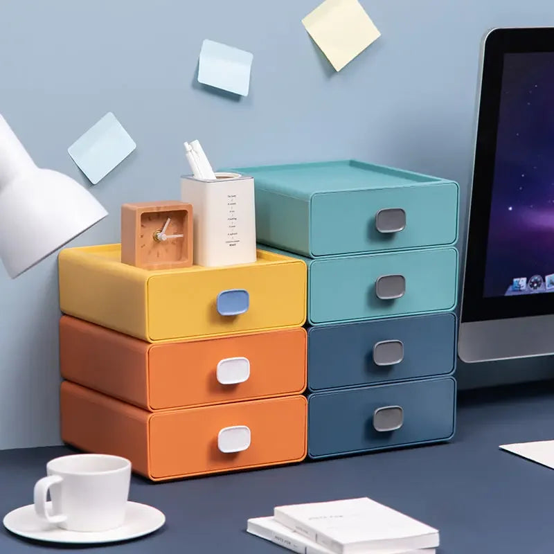 DecorBites™ Desktop Cosmetic Storage Box: Small Plastic Jewelry & Makeup Organizer