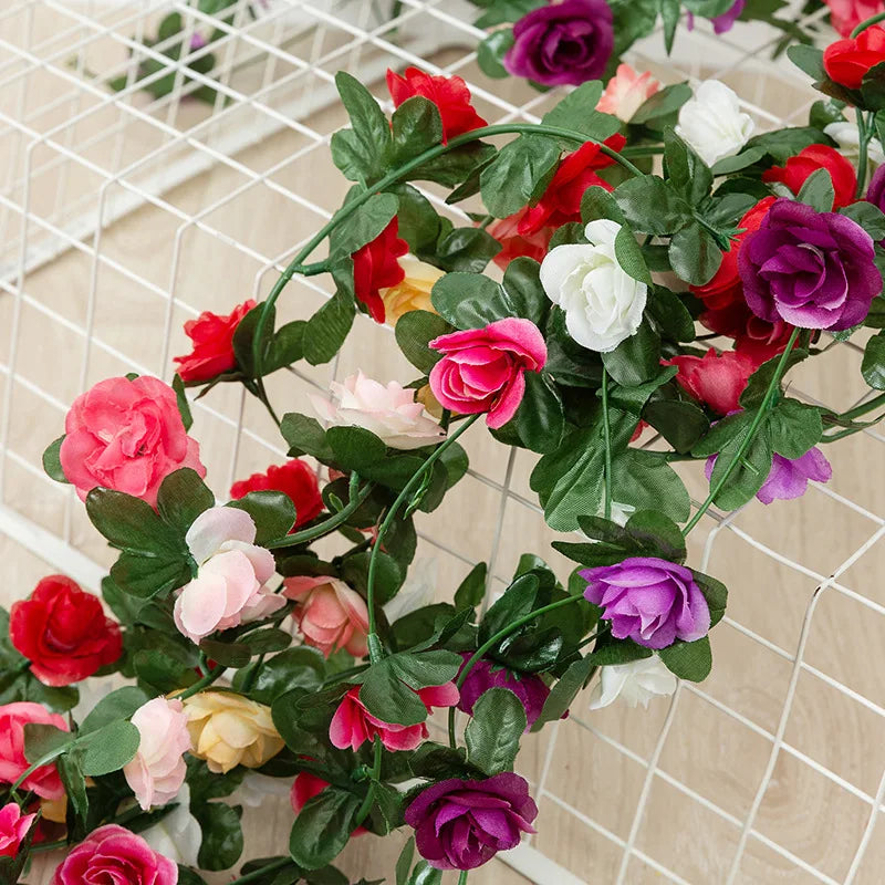 DecorBites™ 250cm Rose Flowers Vine Garland Autumn Cane Backdrop Decor
