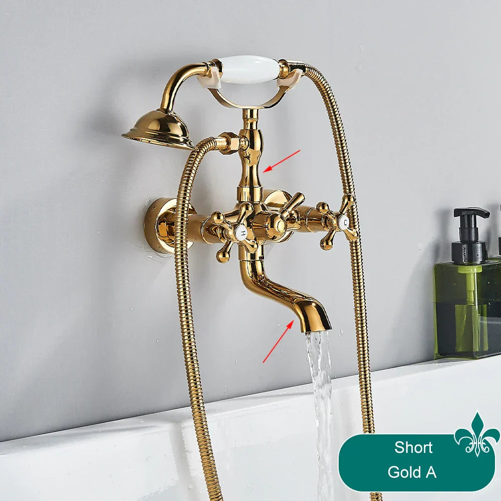 DecorBites™ Antique Brass Telephone Shape Wall Mounted Bathtub Faucet