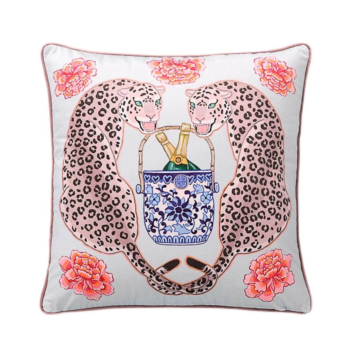 DecorBites™ Handmade Lumbar Pillow Case Lion Dog Floral Decorative Cover