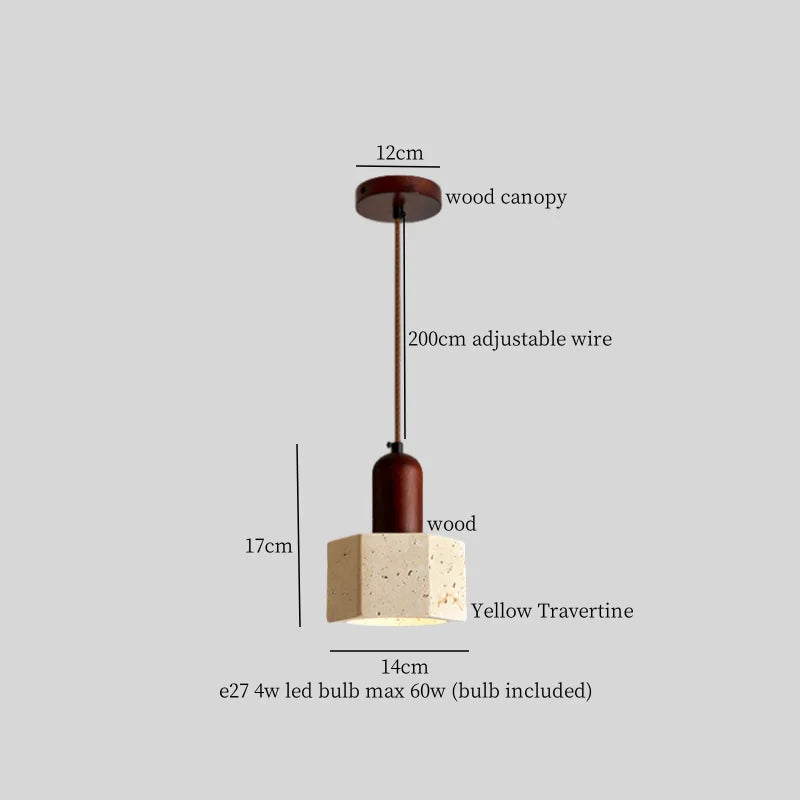 DecorBites™ Creative Stone LED Pendant Light Yellow Travertine Nordic Minimalism Hanging Lamp