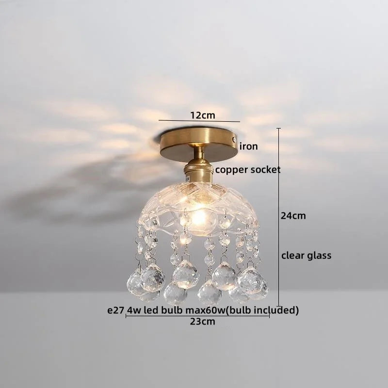 DecorBites™ Amber Glass LED Ceiling Lights Modern Home Lighting Copper Socket