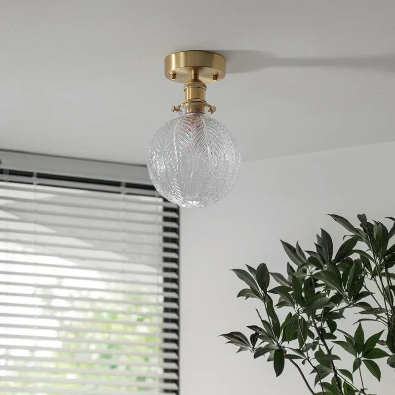 DecorBites™ Glass LED Ceiling Light for Living Room, Modern Copper Canopy, Nordic Style Fixtures