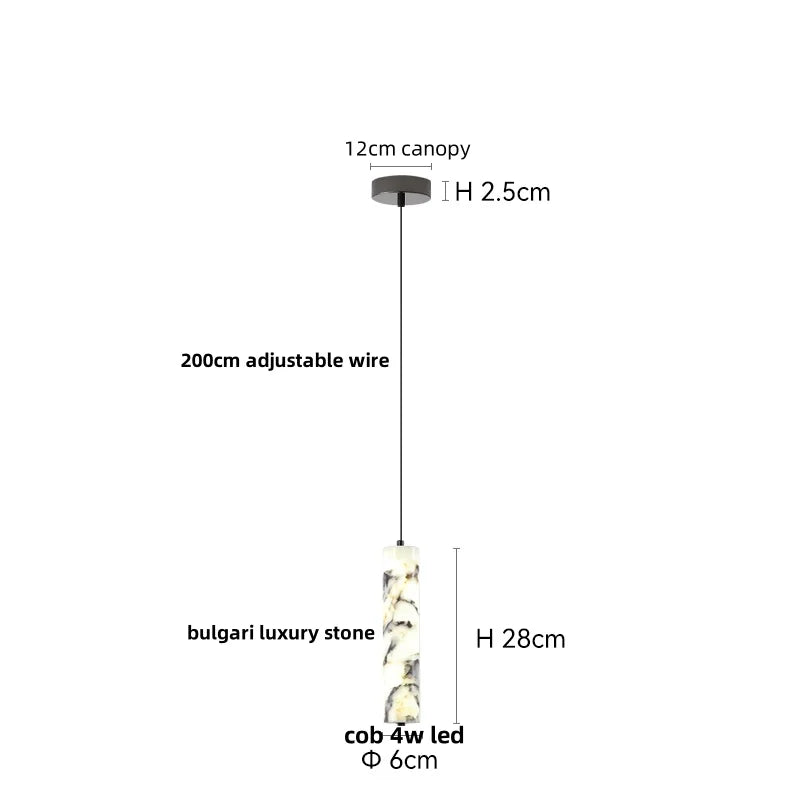 DecorBites™ Bulgari Stone LED Pendant Lamp - Natural Marble Hanging Light