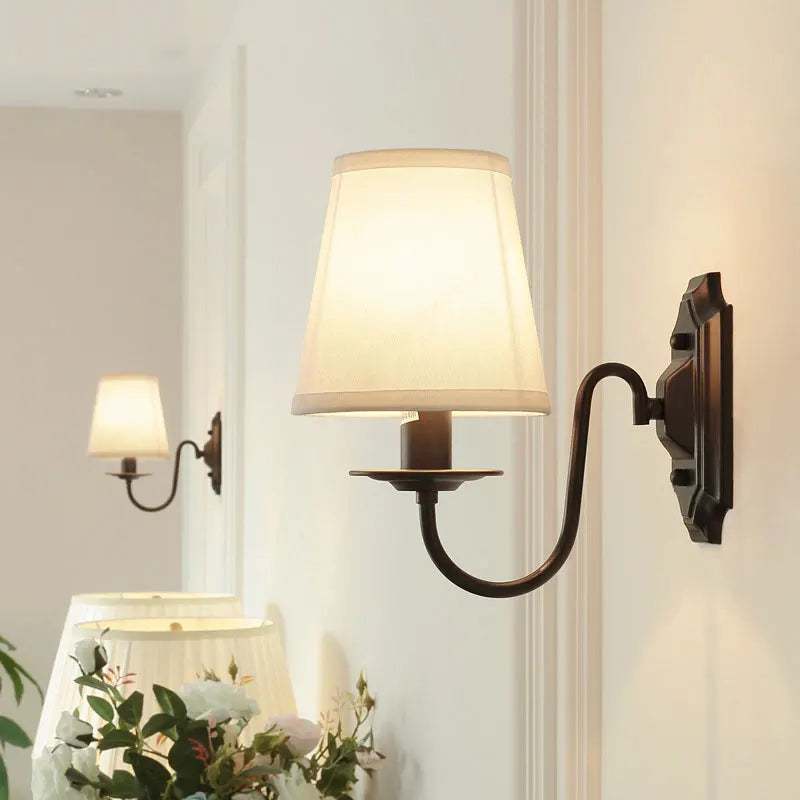DecorBites™ Black Iron Wall Lamp: Elegant Rural Bedroom & Living Room Sconce with European Flair
