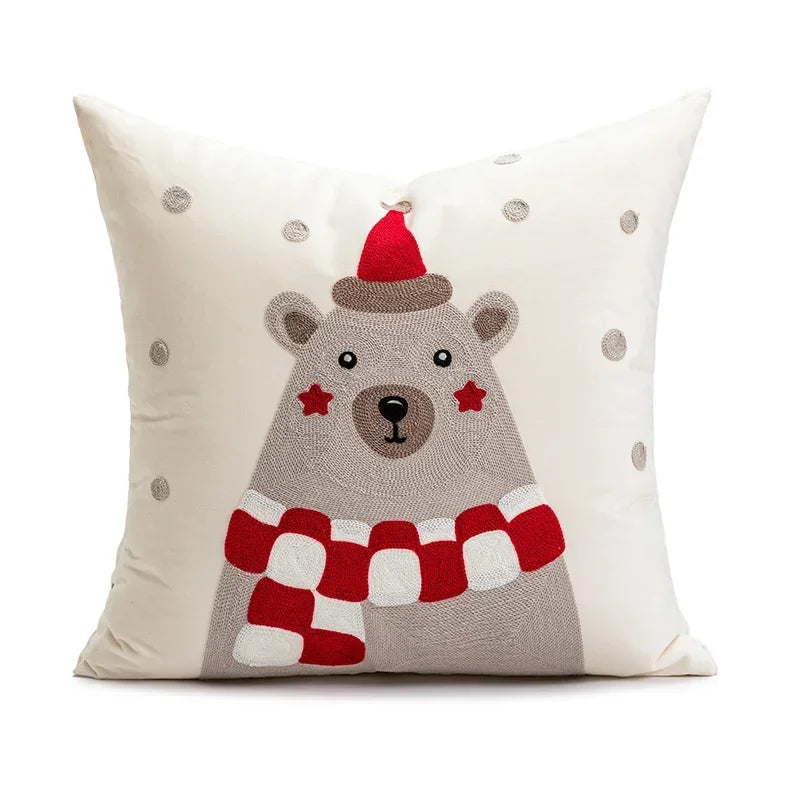 DecorBites™ Christmas Bell Red Geometric Tufted Throw Pillow Cover for Holiday Party Home Decor