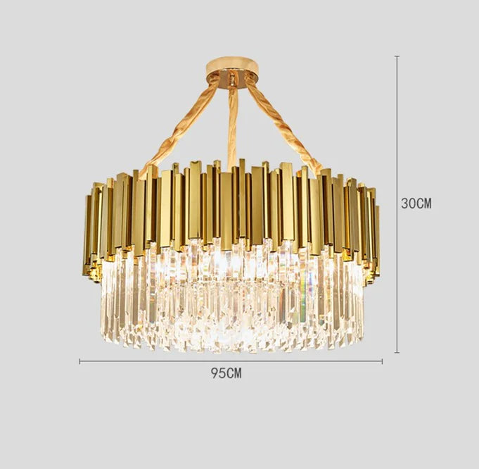 DecorBites™ Crystal LED Pendant Lights: Luxury Gold Plating Metal Hanging Lamp for Living, Dining, Bedroom