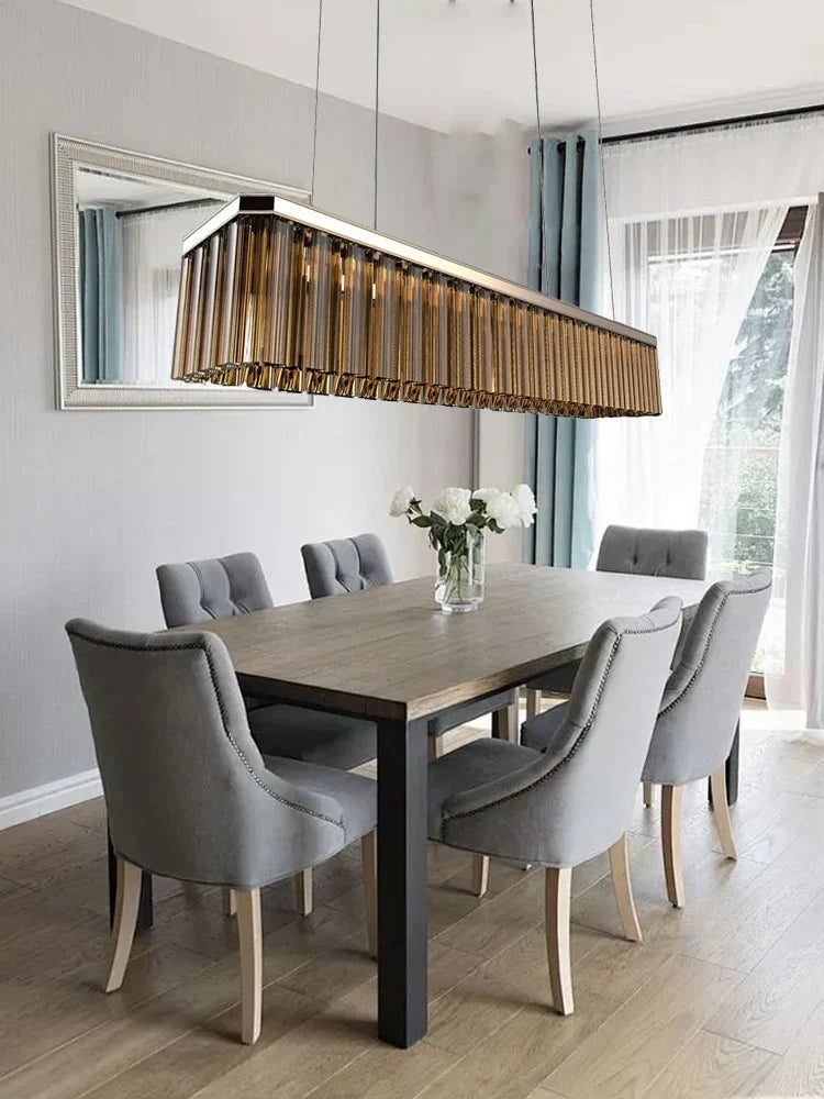 DecorBites™ Amber Glass Ceiling Chandelier for Dining Table - Big Hanging Lamps Home Fixture