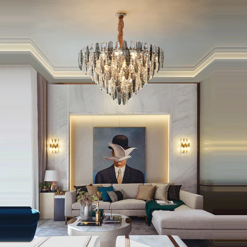 DecorBites™ Gold Crystal Chandelier Lighting for Living Room