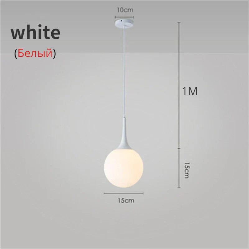 DecorBites™ Glass Ball LED Pendant Lights for Modern Living Room, Black/White Horn Fixtures