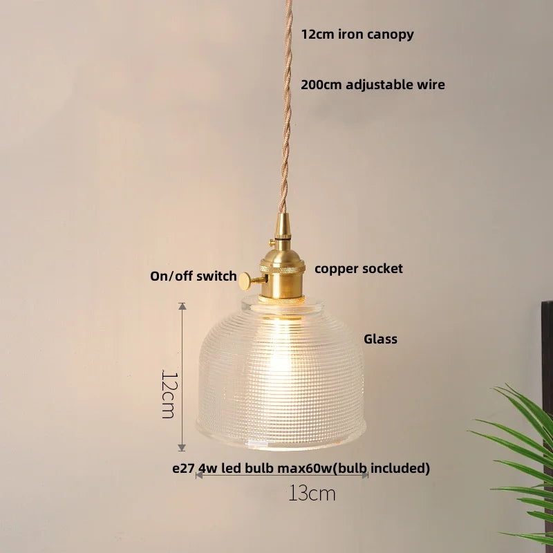 DecorBites™ Clear Glass LED Pendant Bar Kitchen Nordic Copper Dining Room Suspension