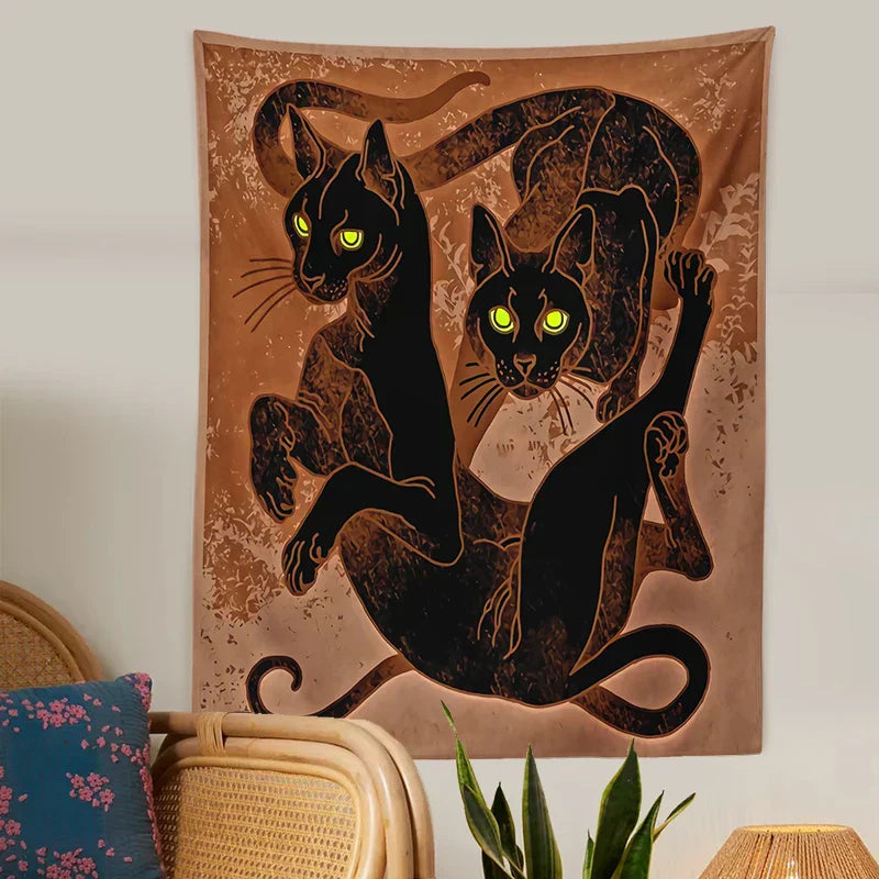 DecorBites™ Cat Witchcraft Tapestry Baphomet Aesthetic Room Decor Hippie Boho Home Mattress