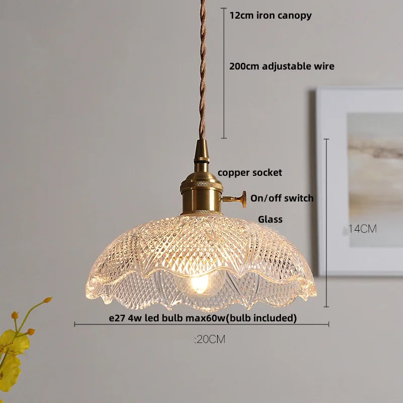 DecorBites™ Clear Glass LED Pendant Bar Kitchen Nordic Copper Dining Room Suspension
