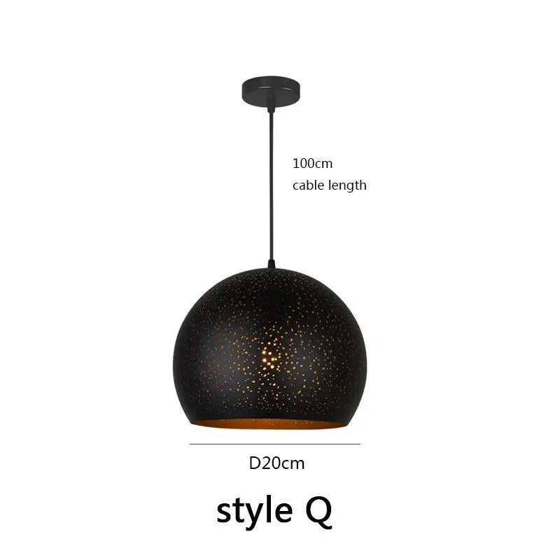 DecorBites™ Black Nordic Industrial Pendant Light Chandelier Retro Decor E27 Dining Kitchen Lamp