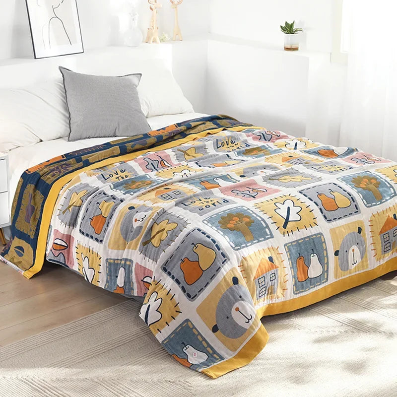 DecorBites™ Cartoon Throw Blanket - Soft Cotton Summer Quilt for Beds and Sofas