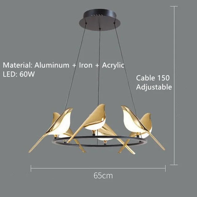 DecorBites™ LED Magpie Bird Pendant Light Chandelier - Modern Decor for Living & Dining Room