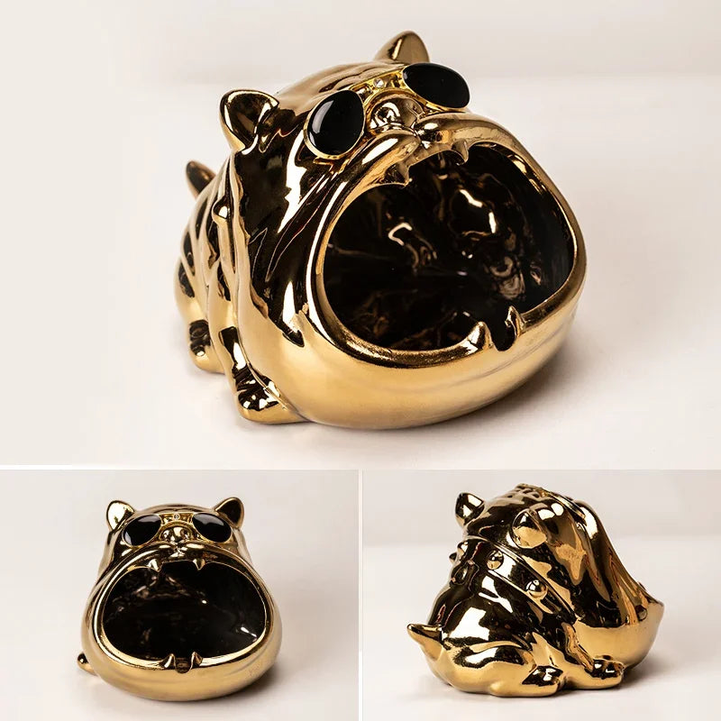DecorBites™ Bulldog Ceramic Ashtray - Desktop Smoking Accessories for Weed - Portable Ashtray Gift