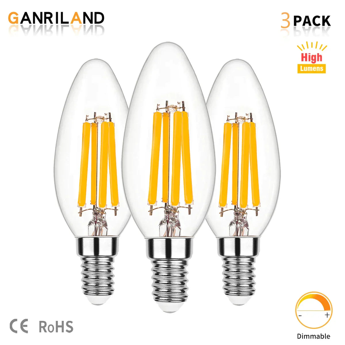DecorBites™ 6.5W Candle Flame Effect LED Bulb - High Lumens, Dimmable Edison Filament Light