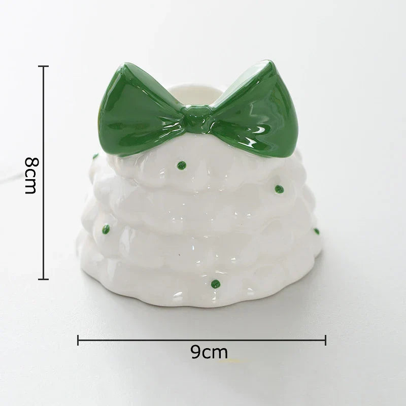 DecorBites™ Bowknot Tree Candle Holder Xmas Ornaments Ceramic Table Decoration