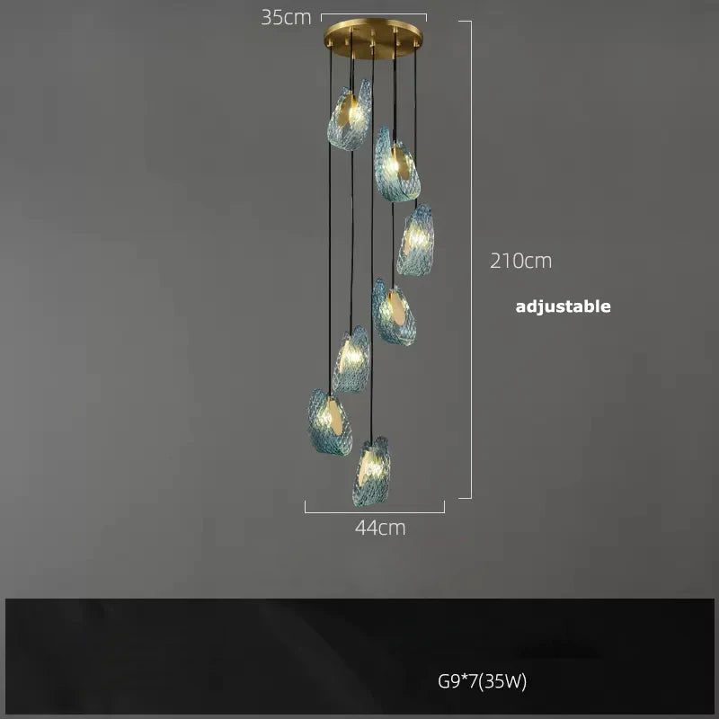 DecorBites™ Blue Queen Crystal Glass Chandelier for Staircase Lighting