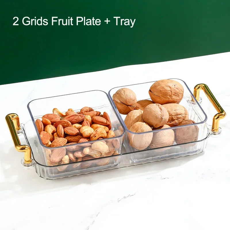 DecorBites™ 6-Grid Divided Fruit Plate Snack Dish Dry Fruit Tray Light Luxury Tray