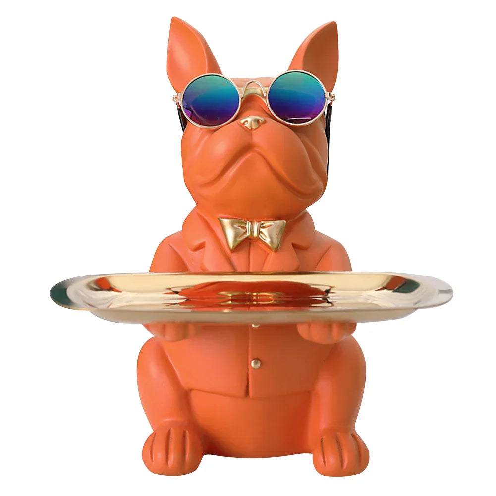 DecorBites™ Bulldog Storage Tray Coin Bank Key Holder Modern Statue Figurine