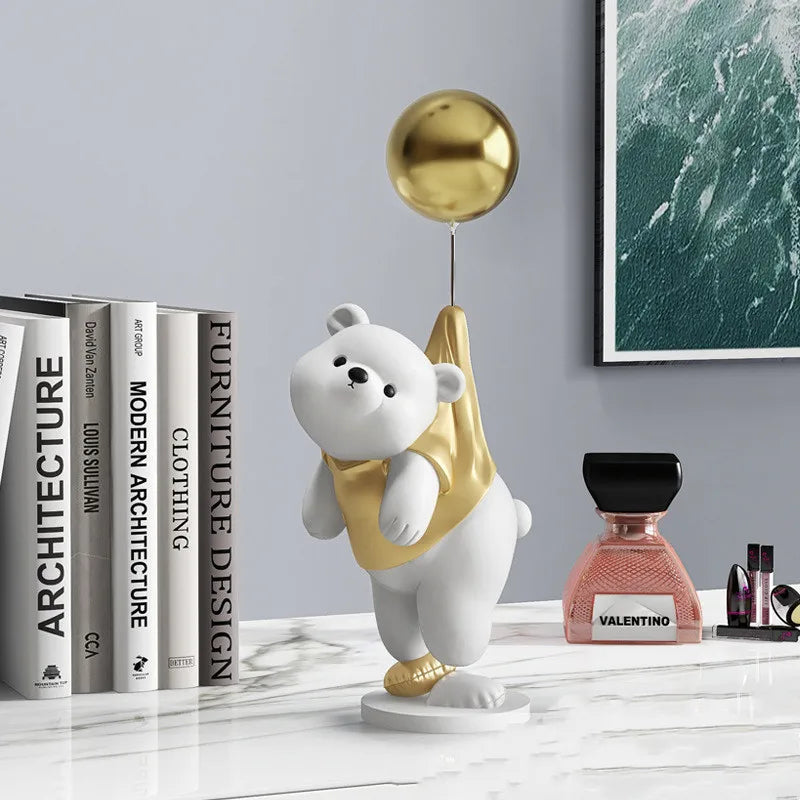 DecorBites™ Balloon Polar Bear Resin Ornaments: Home Decor Craft, Office Desk Figurine sculpt