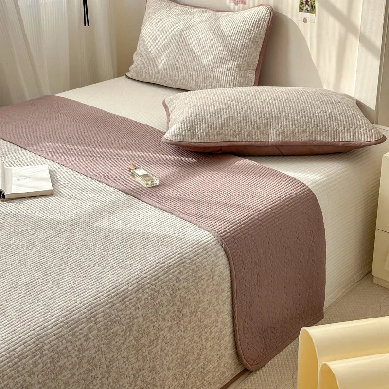 DecorBites™ Double-Sided Cotton Bed Cover Quilted Tatami Mat, Soft & Anti-Slip Mattress