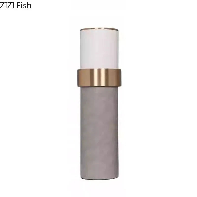 DecorBites™ Gold Cylinder Vase Leather Desk Decor Artificial Flower Arrangement