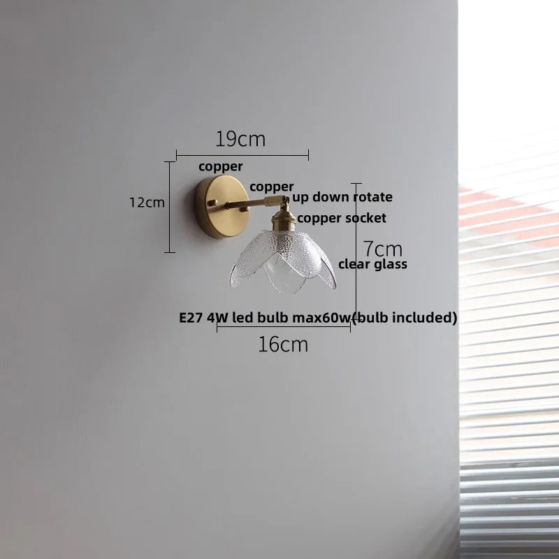 DecorBites™ Glass Base LED Wall Sconce, Pull Chain Switch, Modern Rotate Stair Light