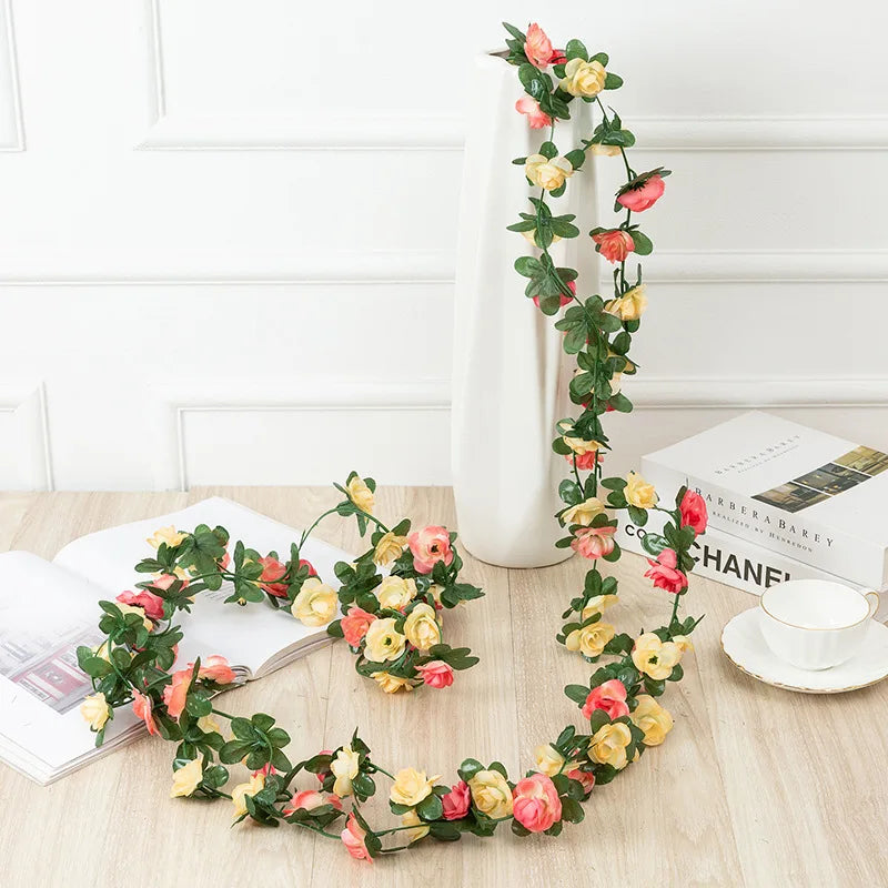 DecorBites™ 250cm Rose Flowers Vine Garland Autumn Cane Backdrop Decor