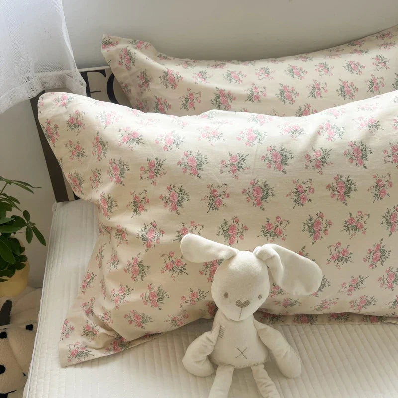DecorBites™ Korean Floral Cotton Pillowcase 40x60cm, 48x74cm, 50x80cm, Home Cushion Cover