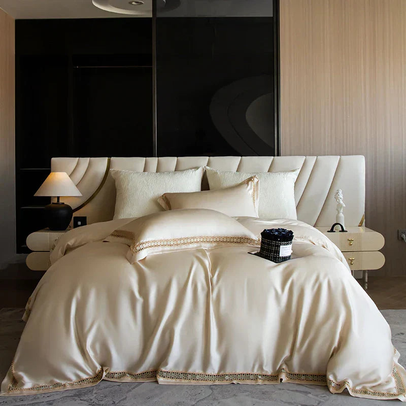 DecorBites™ Eucalyptus Fiber Duvet Cover Set: Soft, Silky, Cool, Hollow Edge, Summer Bedding