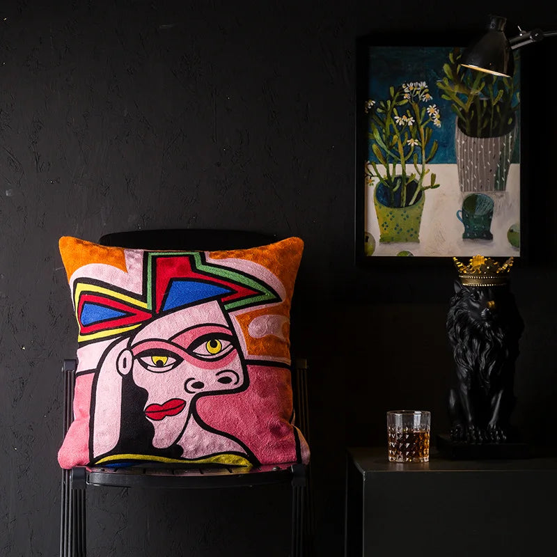 DecorBites™ Christmas Picasso Style Abstract Cushion Cover for Living Room Sofa and Bed