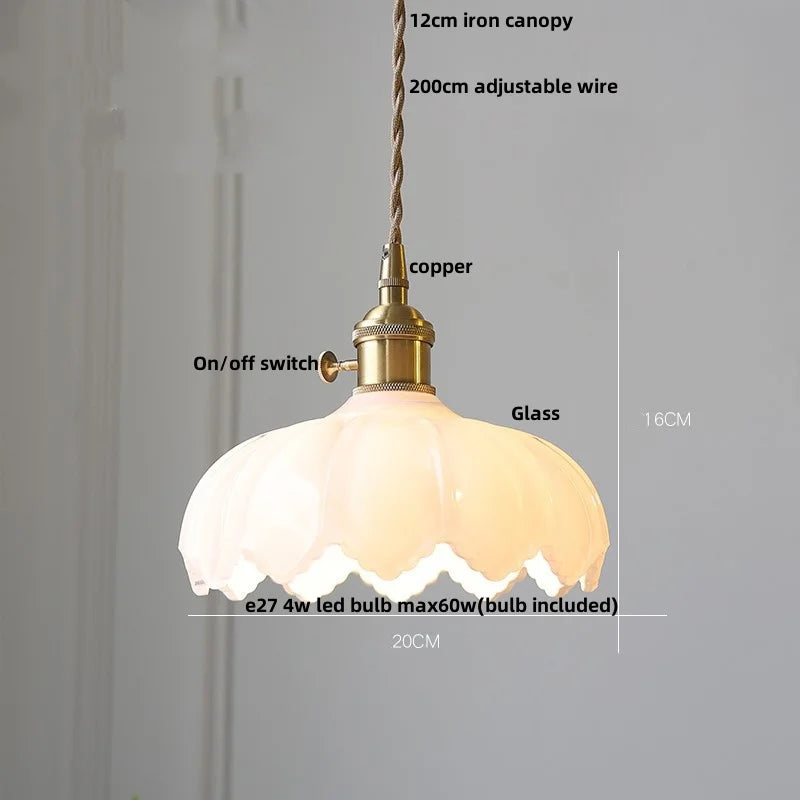 DecorBites™ Amber Glass LED Pendant Lamp 200cm Wire Adjustable Nordic Modern Simple Hanging Lights