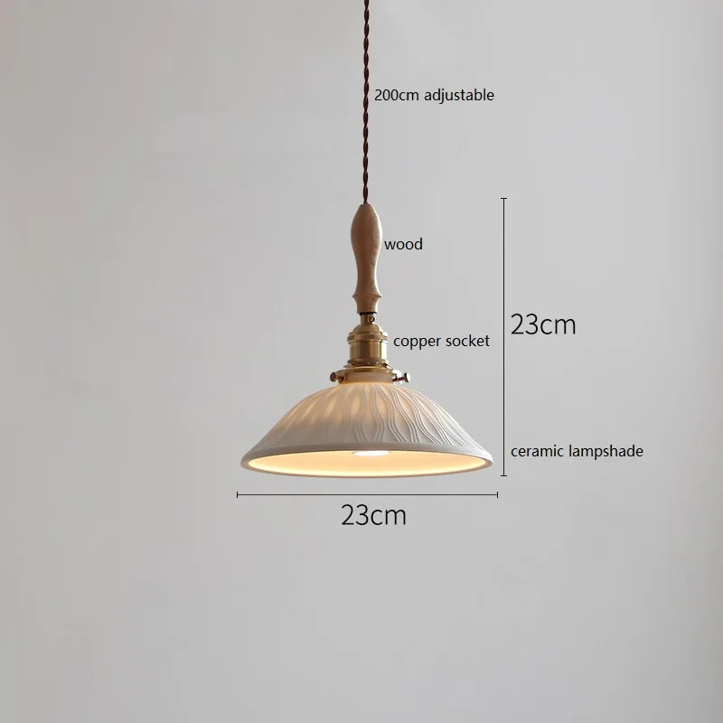 DecorBites™ Butterfly Ceramic LED Pendant Lamp with Wooden Handle for Home Decor