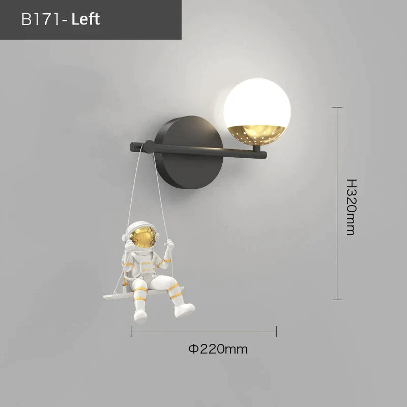 DecorBites™ Kids Astronaut Wall Lamp: Modern Space Theme Bedroom Light Fixture