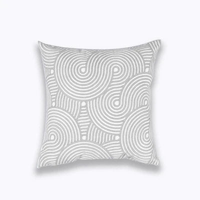 DecorBites™ Geometric Embroidered Cushion Cover Light Grey Cotton 45x45cm