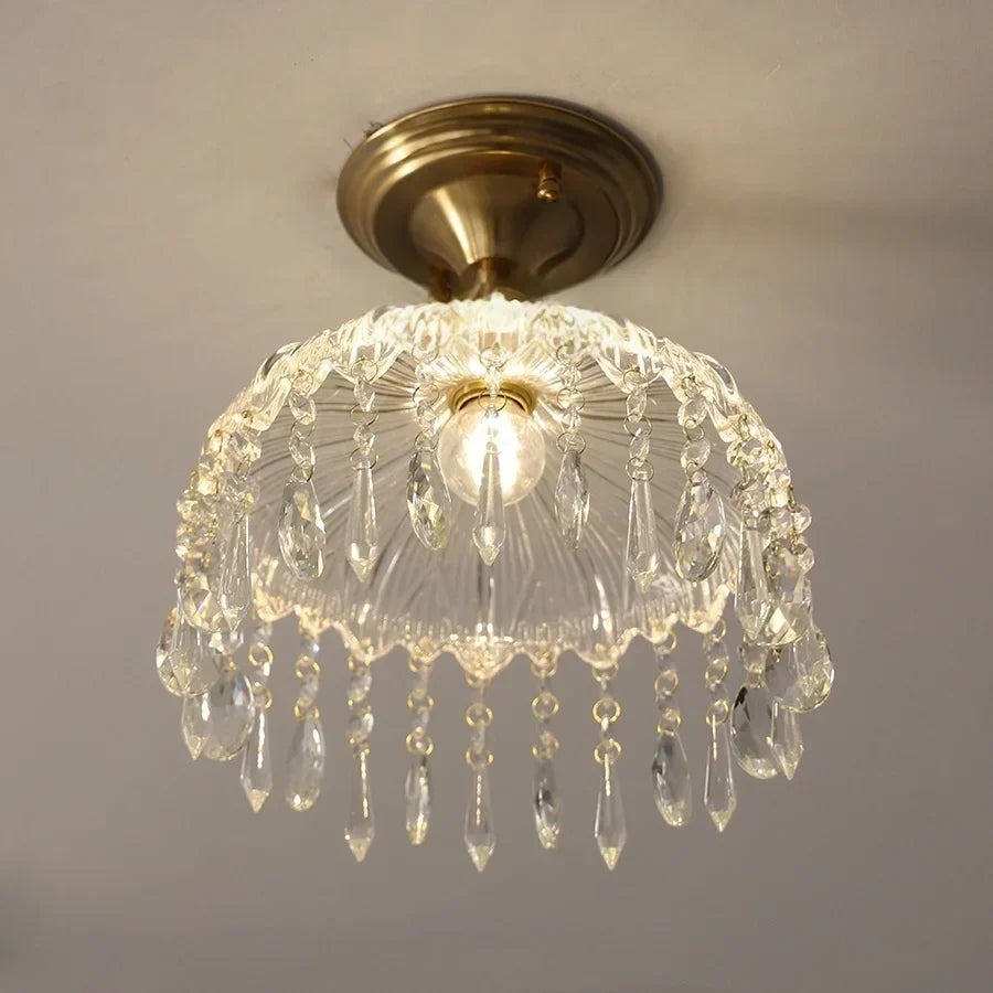 DecorBites™ Glass Grid LED Ceiling Lamp: Luxury Crystal Nordic Copper Ceiling Lights