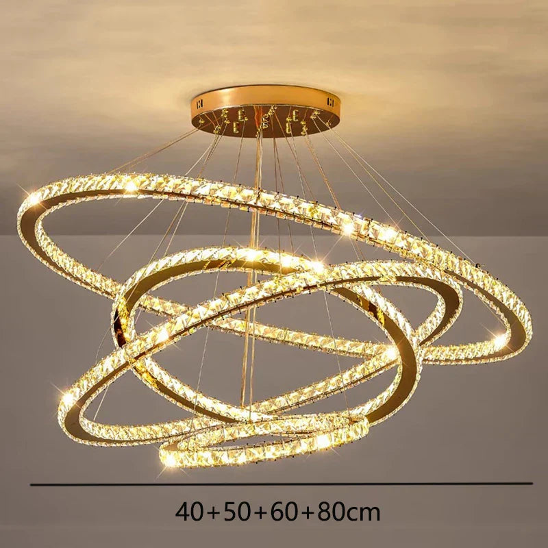 DecorBites™ Crystal Chandelier Stair Pendant Lamp Living Room Lighting