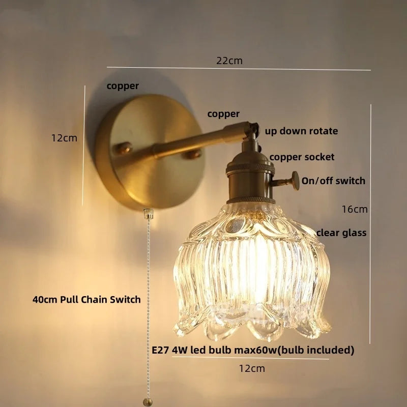 DecorBites™ Clear Glass Copper Knob LED Wall Lights | Modern Nordic Design