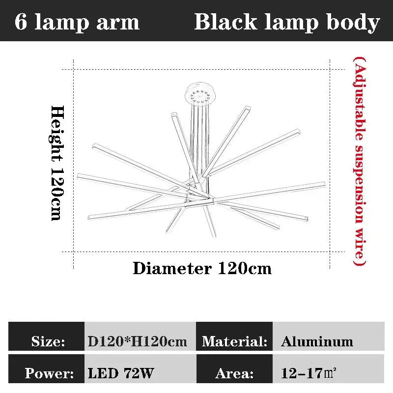DecorBites™ Black Nordic Minimalist Chandelier for Living Room, Staircase, and Restaurant Lighting
