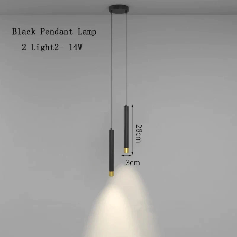 DecorBites™ Black Pendant Lamps: Modern Bedroom Lighting with Long Cable