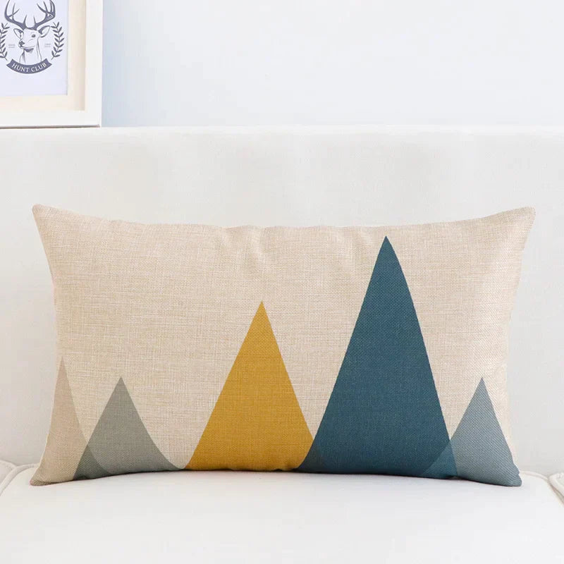 DecorBites™ Geometric Elk Design Linen Lumbar Pillow Cover 30X50cm Modern Nordic Home Decor