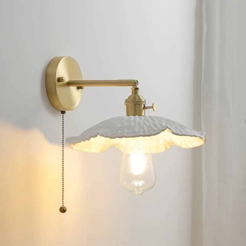 DecorBites™ Ceramic Copper LED Wall Light with Pull Chain Switch for Modern Nordic Home Decor